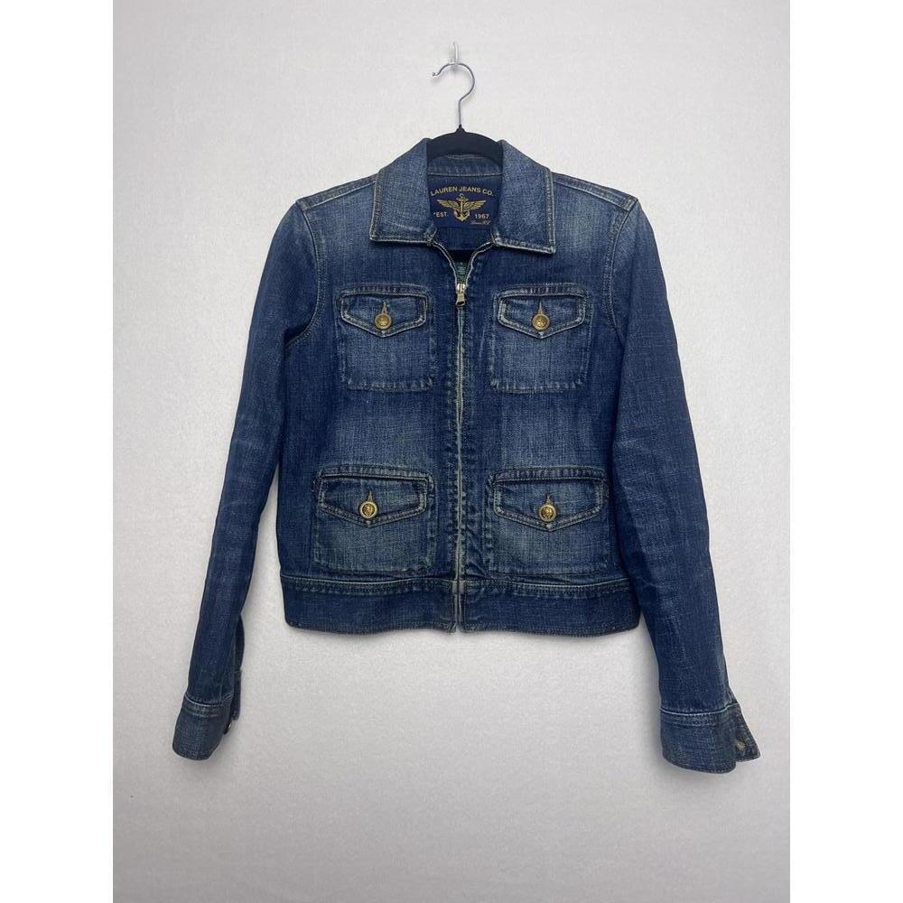 Lauren Jeans Co. Women's Full Zip Denim Blue Jean Jacket Size Small Ralph Lauren